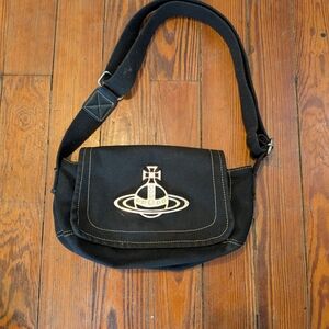 Vivienne Westwood Black Shoulder Bag with Metal Logo